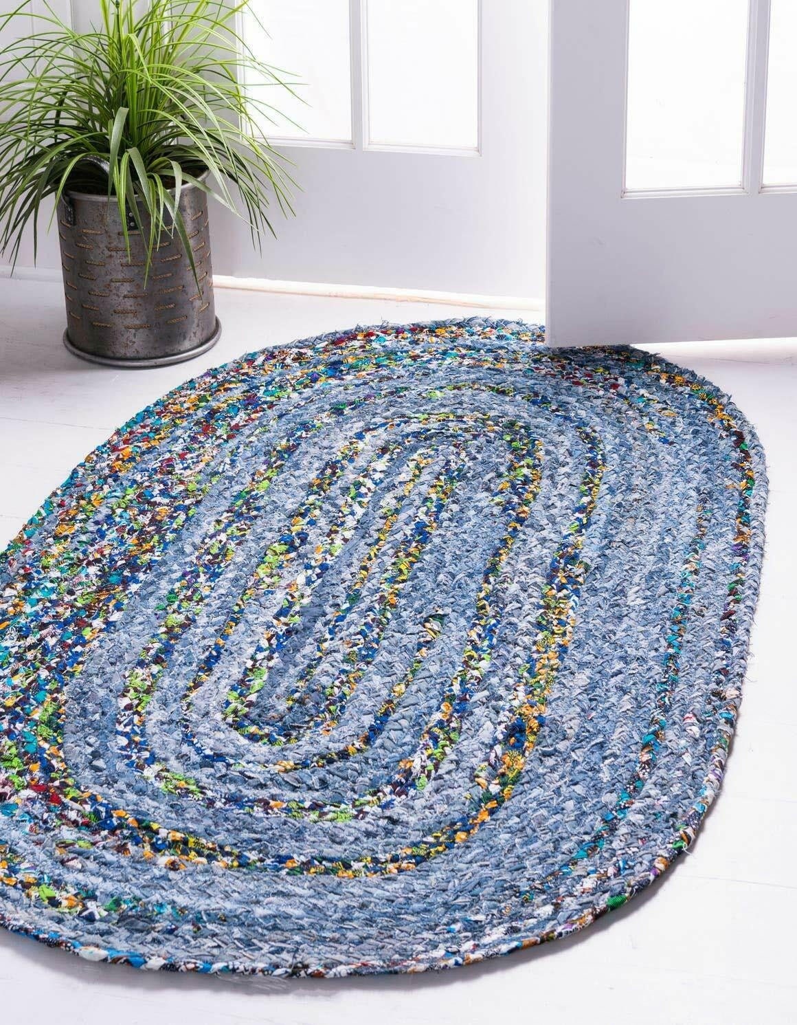 Hand Braided Bohemian Oval Rug Cotton Chindi Area Rug Braided Etsy