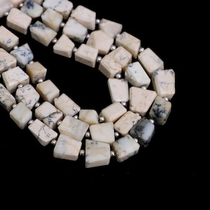 Natural Textured Opal Faceted Nugget Beads, 7x9 mm To 8x12 mm, Denderite Opal Beads for Jewelry Making Gemstone Beads, 10 Inch Strand