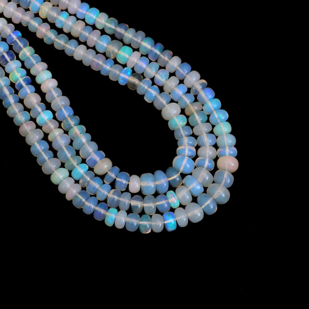 Natural Ethiopian Opal Smooth Rondelle Beads, 5 Mm to 7 Mm, Opal Beads ...