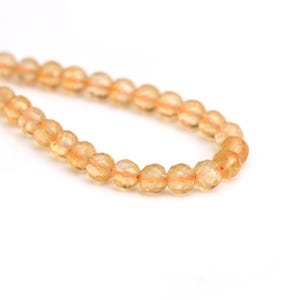 Citrine Faceted Balls Beads, 4.5 mm, Natural Golden Yellow Citrine Round Beads, Citrine for Jewelry Making, November Birthstone, 14 Inches