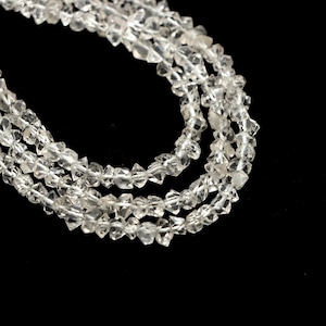 Herkimer Diamond Faceted Nuggets Beads, 3x4 mm to 3x6 mm, Diamond Quartz Chips, White Quartz Jewelry Making Gemstone 7 Inch / 15 Inch Strand
