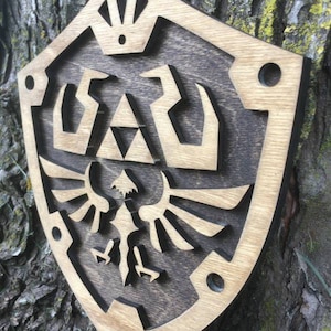 Shield Inspired by Legend of Zelda , Lasercut Wood Plaque