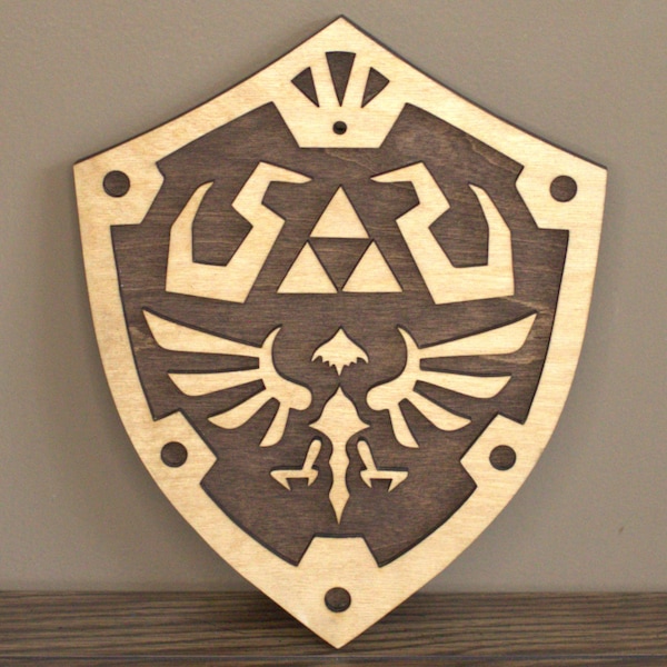Shield Inspired by Legend of Zelda , Lasercut Wood Plaque