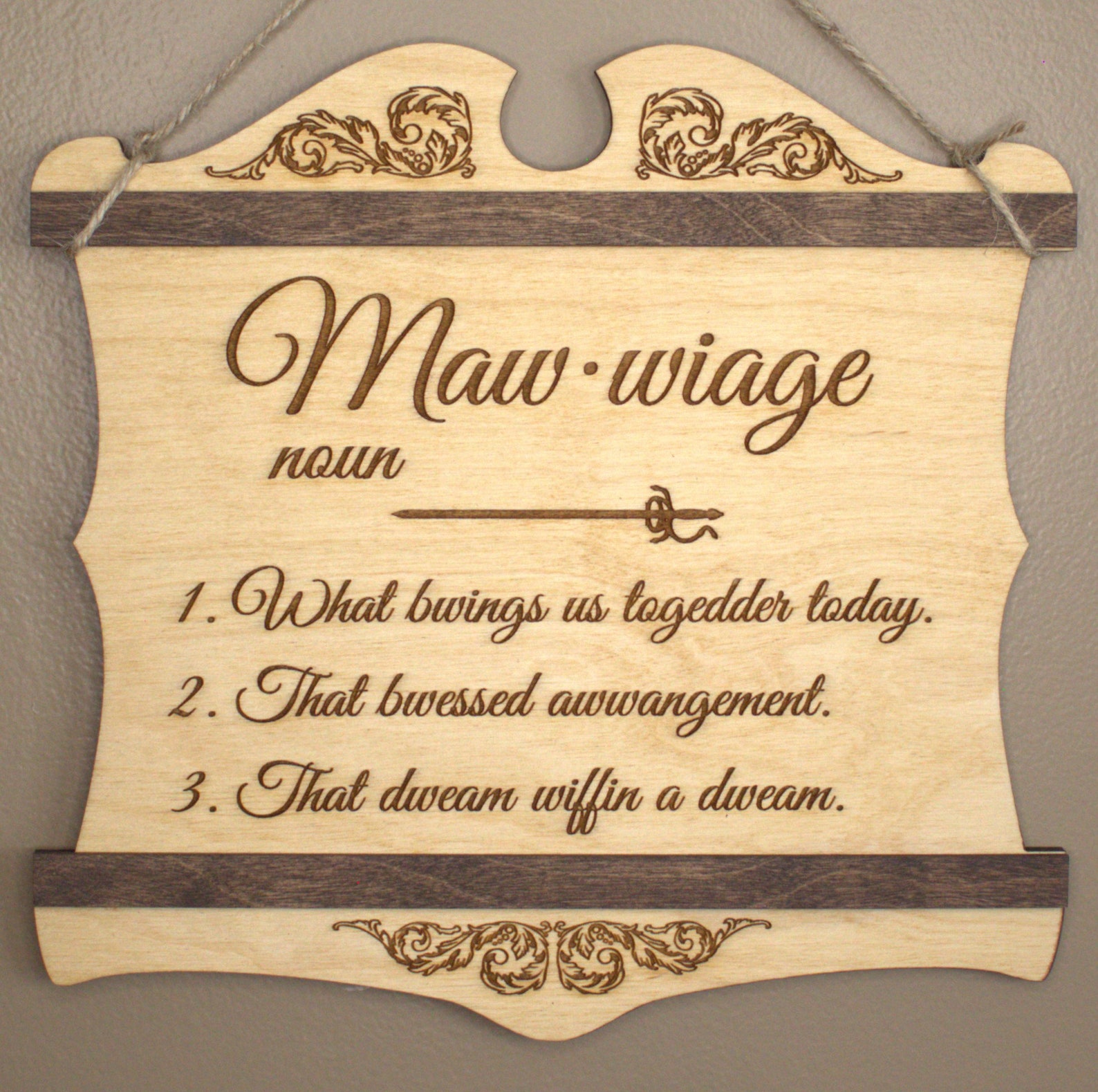 Mawwiage Plaque, from The Princess Bride