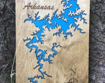 Lasercut Lake Map: Beaver Lake in Arkansas