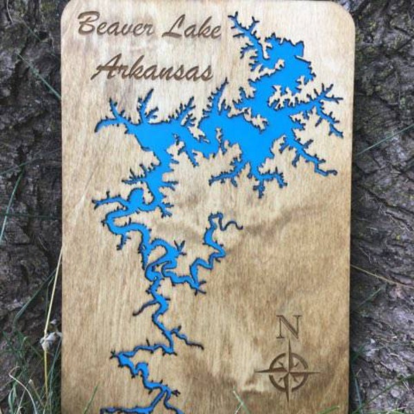 Lasercut Lake Map: Beaver Lake in Arkansas