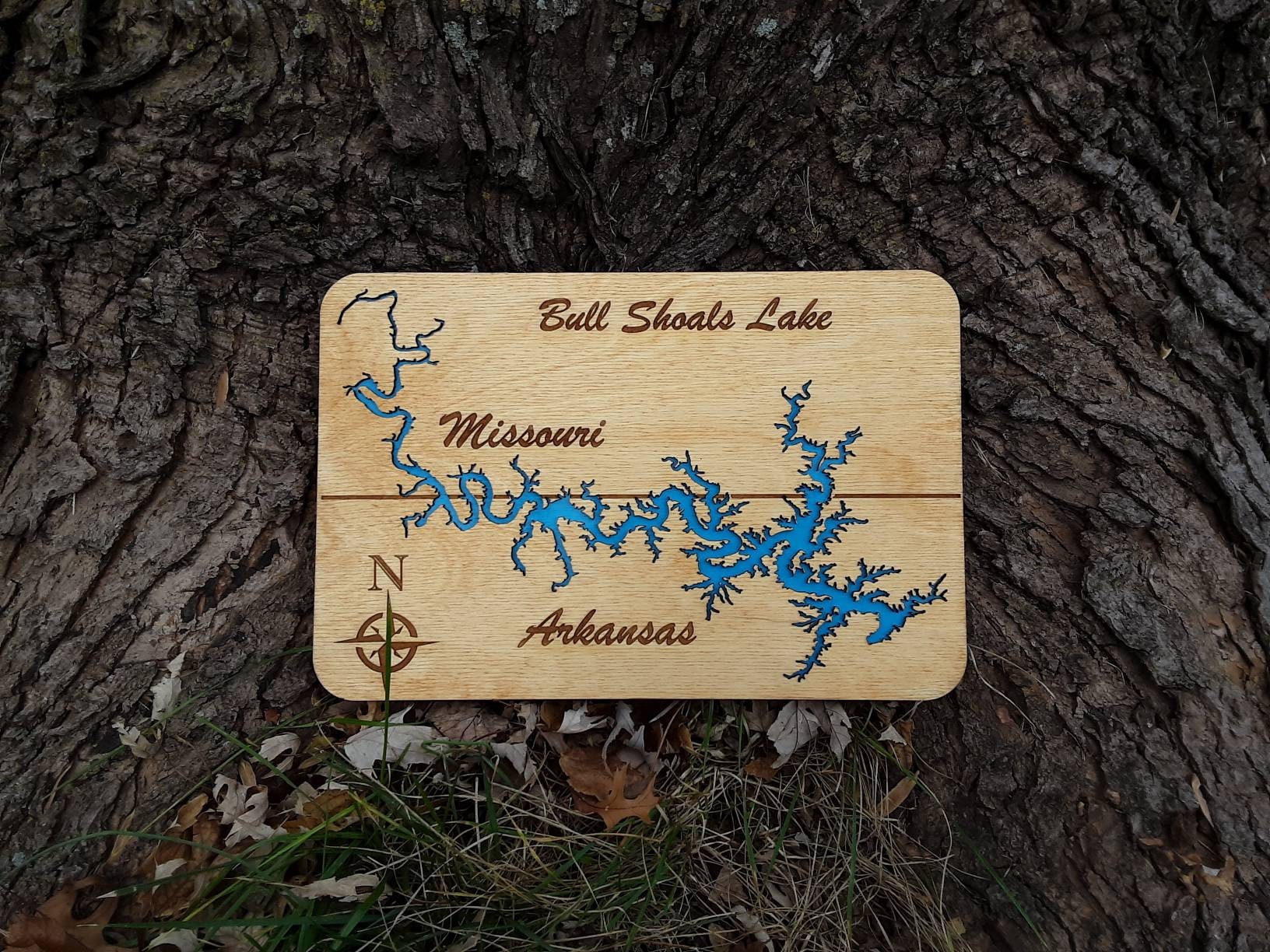 Lasercut Lake Map: Bull Shoals Lake in Missouri and Arkansas