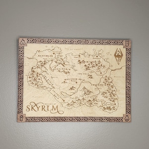 Map of Skyrim --Laser-Engraved Wood