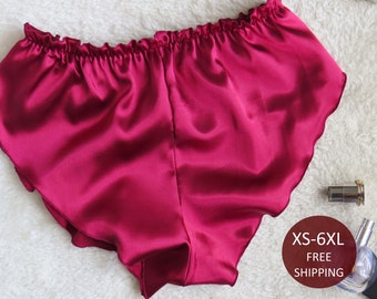 Burlesque Pink Satin Cream Lace French Cami Knickers Tap Pant Panties 12-14