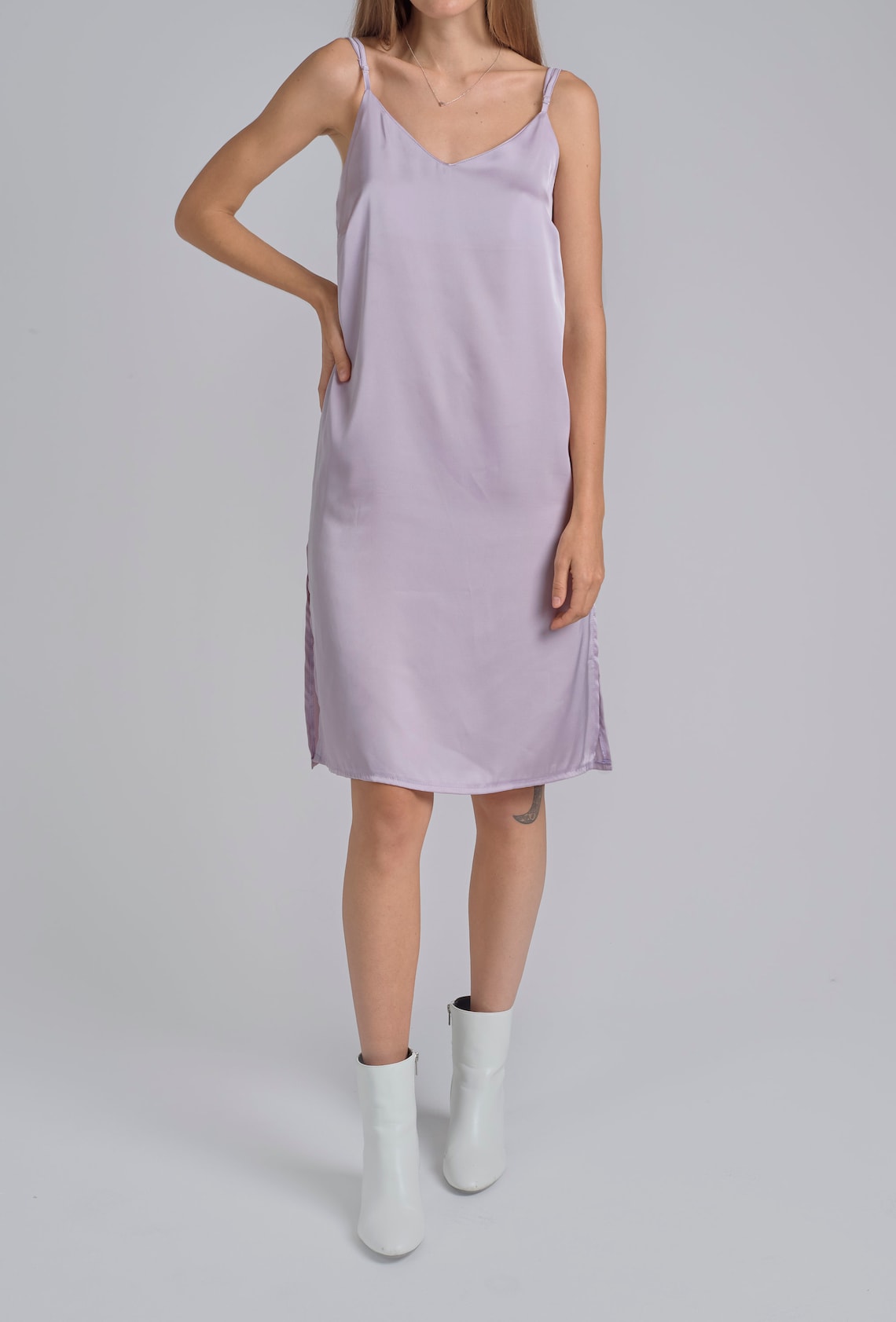 Periwinkle dress women Silk slip dress Plus size dress midi Etsy