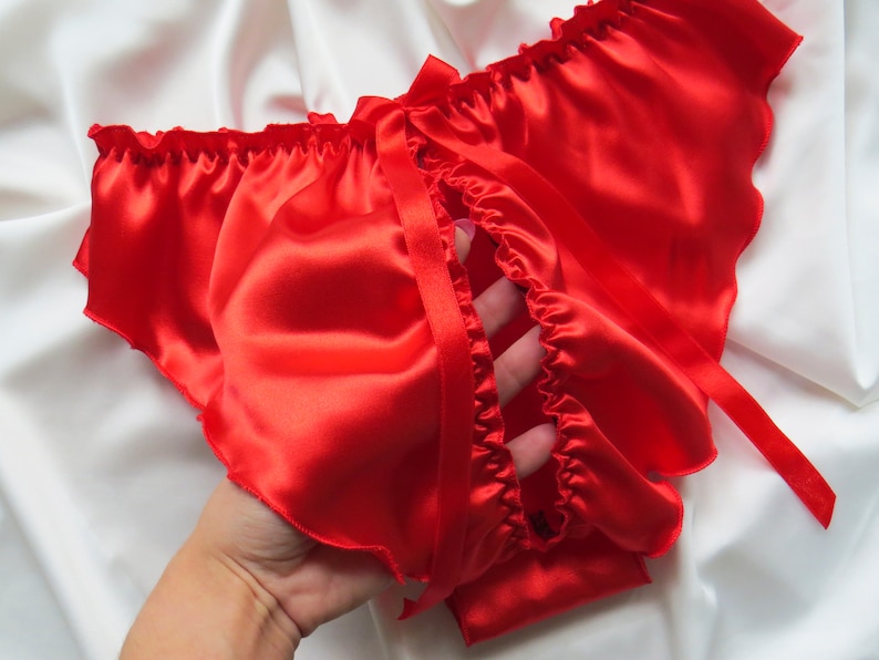 Satin Crotchless Panties Red Open Lingerie Uncensored Sexy - Etsy UK