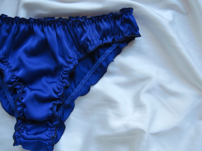 Frilly bikini blue Silk thong panties Thong bikini plus size | Etsy