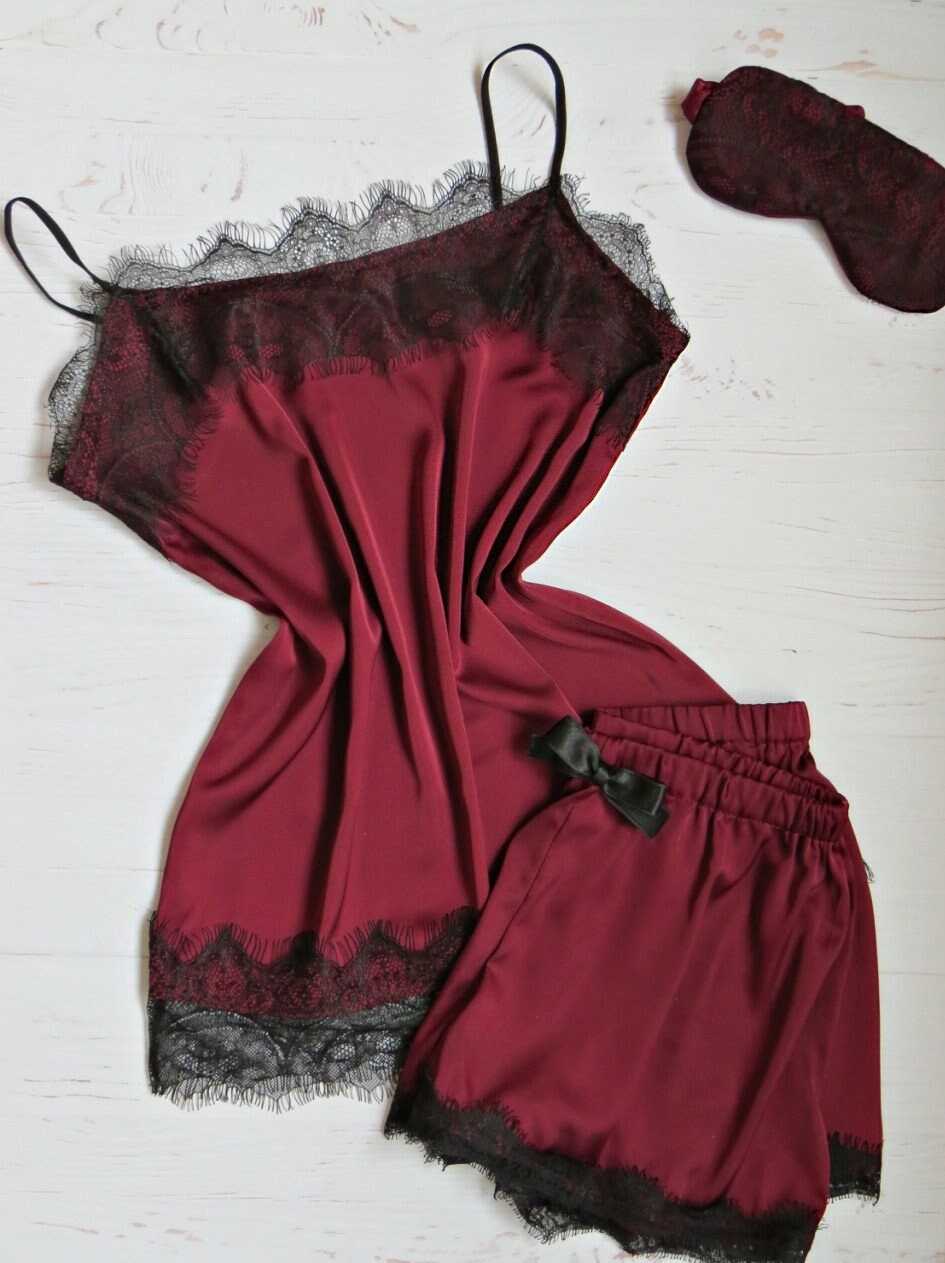 Emerald Green Pajamas Silk Pajama Set Women Plus Size Lingerie Etsy