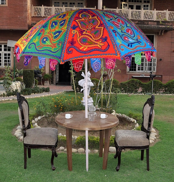 sombrilla grande patio sombrilla Bodas Accesorios Paraguas y sombrillas sombrilla de playa Colorido indio hecho a mano bordado paraguas de jardín hermosa sombrilla decorativa para el sol 
