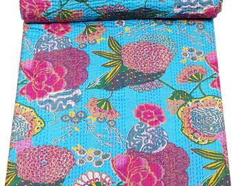 Obst Print Quilt Turqouise Boho Bettdecke Bettwäsche werfen Decke Baumwolle Tagesdecke Kantha Quilt