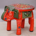 Indian Natural Wooden Handmade Elephant Shape Stool, Side Elephant Table for Home Decor, Office Decor, Statue Stool, Prayer Stool, Gifts