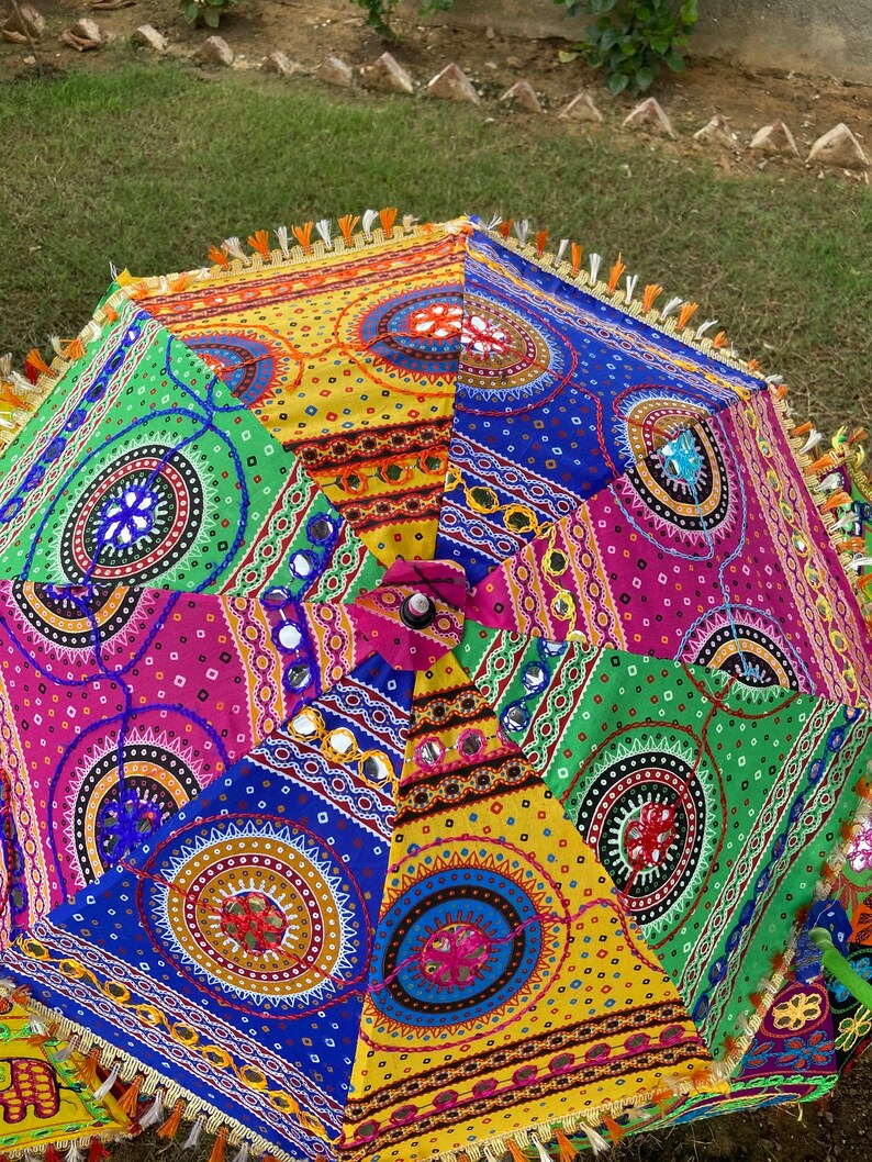 30 Pc Traditional Indian Designer Vintage Handmade, Colorful, Patch work, Wedding Embroidered parasol Lot image 6