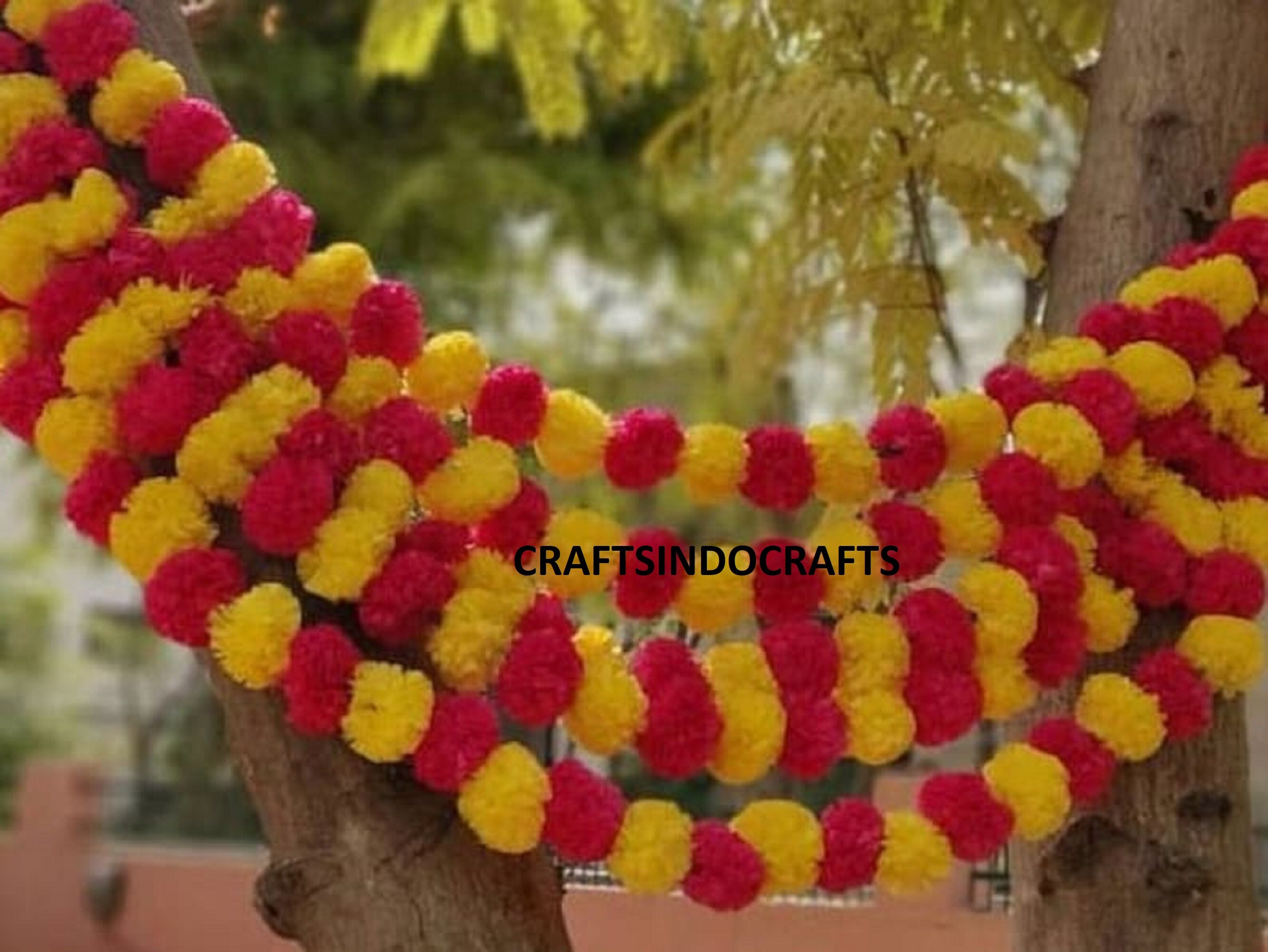 SALE 200 Marigold Garland Flowers for Indian Wedding Decor Diwali Pooja