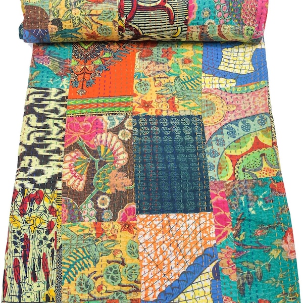 Indian Patchwork  cotton Handmade kantha quilt Bedding throw sofa coverlet bedspread Home Decor Handmade Patchwork Quilt