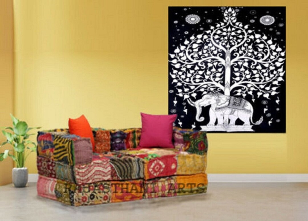 Indian Kantha Vintage Sofa Handmade Patchwork Floor Sofa Etsy