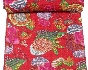 Kantha Quilt Indiano fatto a mano Coperta reversibile Copriletto Copriletto Tessuto di cotone Boho boho quilt chic copriletto