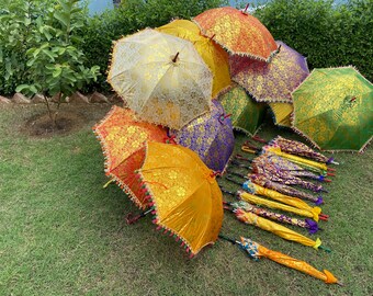 15 Pcs Mix Lot Indian Wedding Umbrella Handmade Umbrella Decorations Parasols Cotton Umbrellas