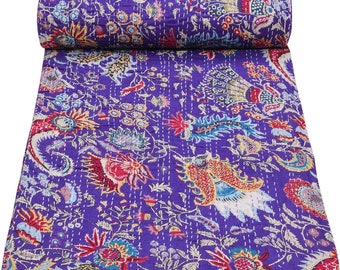 Indische lila Mukut handgemachte Kantha Tagesdecke Twin Queen Size Baumwolle Überwurf Decke Bettdecke Quilting Boho Bettwäsche gesteppte Gudari Bettlaken