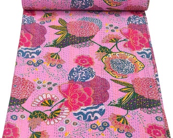 Fruitprint Kantha Quilt Boho Beddengoed Omkeerbare sprei Decoratieve Etnische Twin Size Quilt Gooi Deken Kantha Handgemaakt Quilten