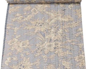 Couette kantha florale indienne fait main jeté couverture réversible couvre-lit coton tissu boho boho couette chic couvre-lits cadeau pour elle