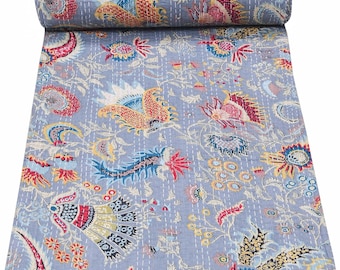 Indische Baumwolle Mukut Kantha Quilt Bettwäsche werfen Sofadecke Tagesdecke Einzel / Doppel / King Size Handgemachte Decke