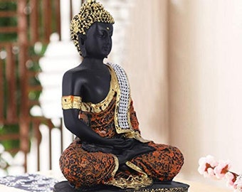 Meditating 6.1 Inch Funnuf Indian Buddha Statue Gold Resin Home Decor Housewarming Gift with Golden Robe Meditating 6.1 Inch Funnuf Indian Buddha Statue Gold Resin Home Decor Housewarming Gift with Golden Robe
