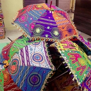 30 Pc Traditional Indian Designer Vintage Handmade, Colorful, Patch work, Wedding Embroidered parasol Lot image 5