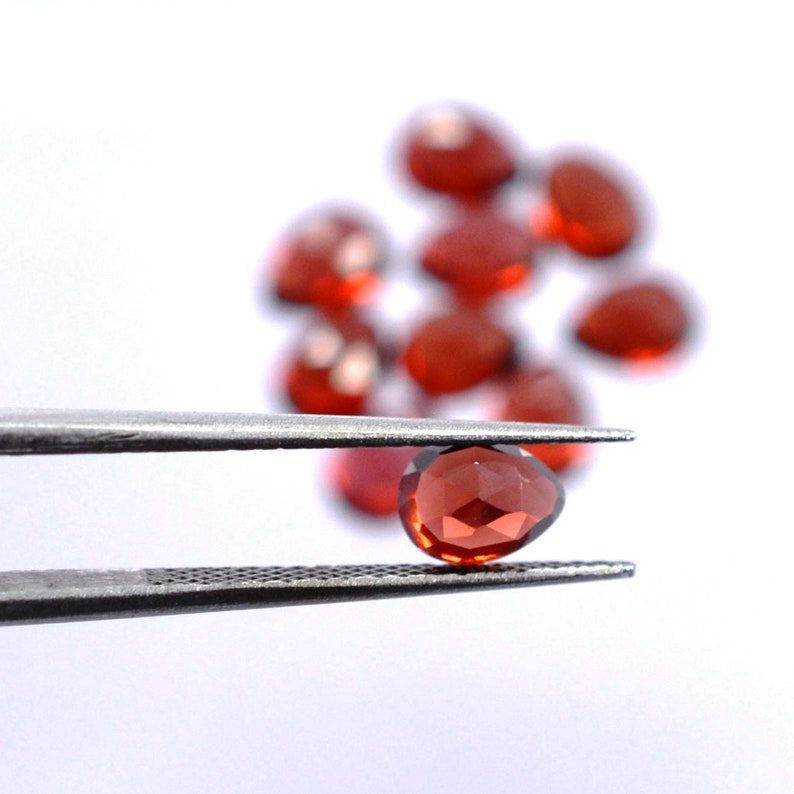 Garnet Pear Shape Faceted Flat Back Calibrated Natural Semiprecious Wholesale Loose Gemstone Cabochon
