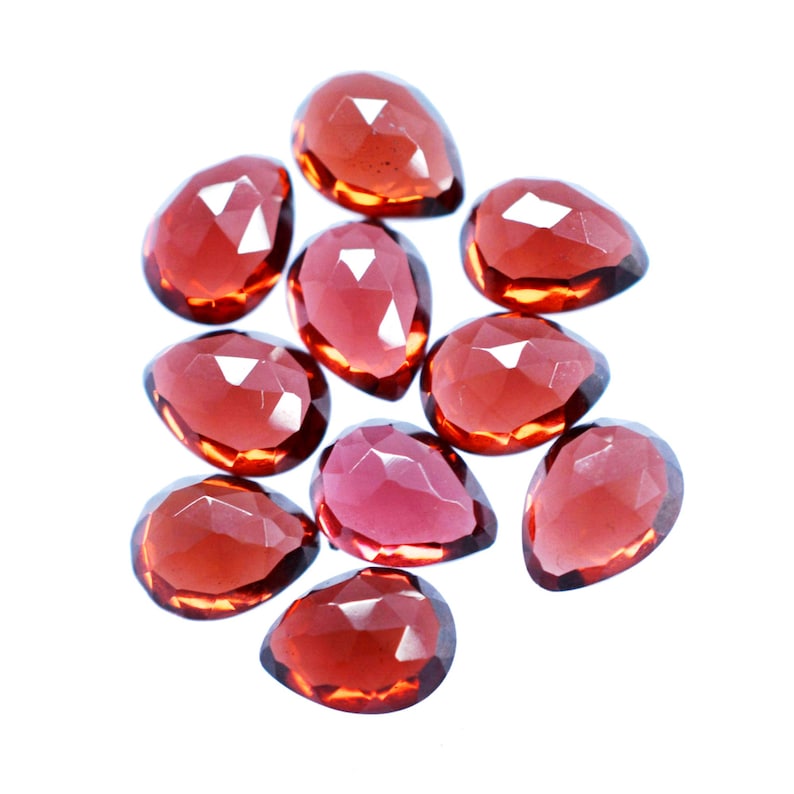 Garnet Pear Shape Faceted Flat Back Calibrated Natural Semiprecious Wholesale Loose Gemstone Cabochon