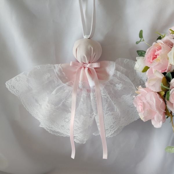 Pompon de porte rose pâle shabby romantique