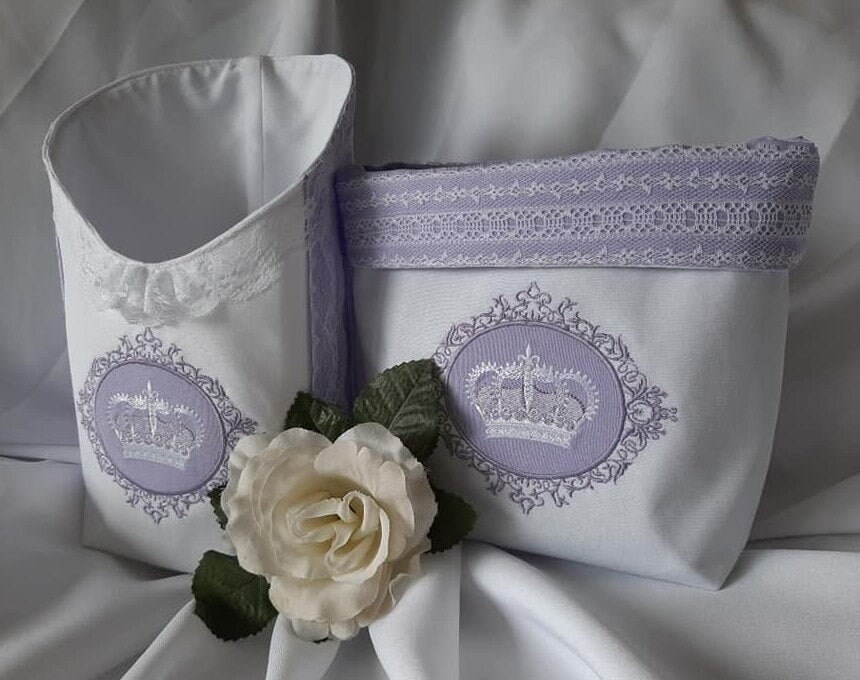 Lot de 2 Panières Assorties à Motif Royal Brodées