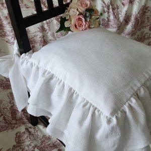 Pure white linen chair cover image 7