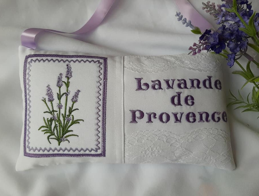 Pancarte de Porte Brodée Lavande Provence