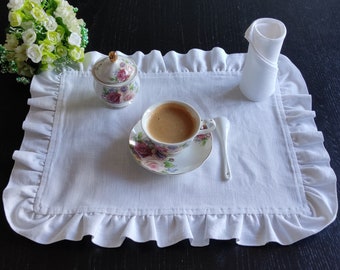 Set de table et sa serviette en lin blanc