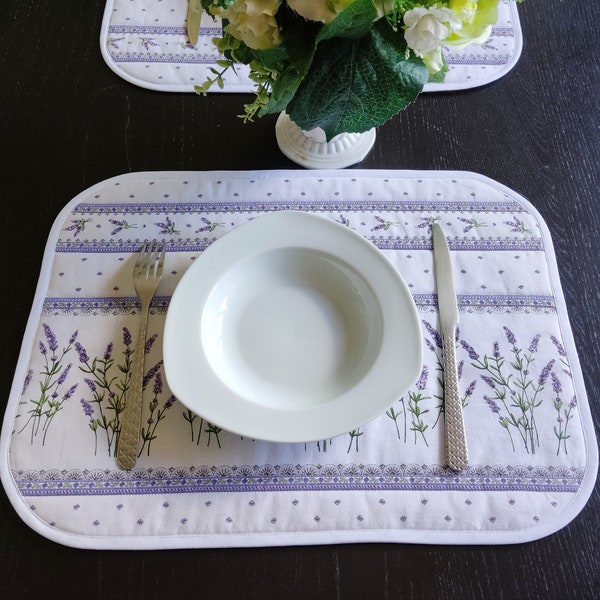 Duo of lavender quilted placemats