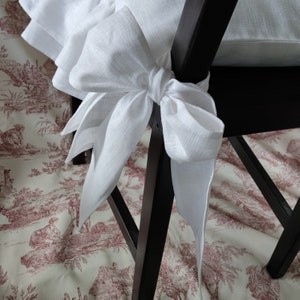 Pure white linen chair cover image 5