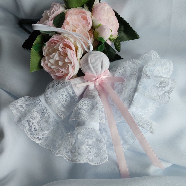 Bijou de porte shabby rose pâle blanc