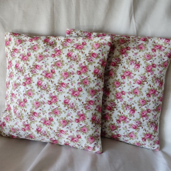 Duo de housses de coussin petites roses anciennes