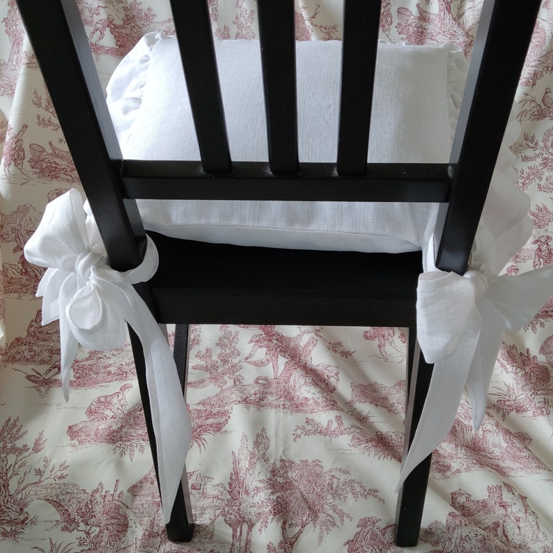 Pure white linen chair cover image 6