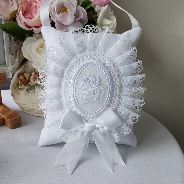 White rose embroidery door cushion