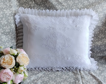 Embroidered white cushion Home white lace