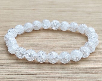 Crack Crystal Quartz bracelet 8mm beads - Natural stones (lithotherapy, gift idea)