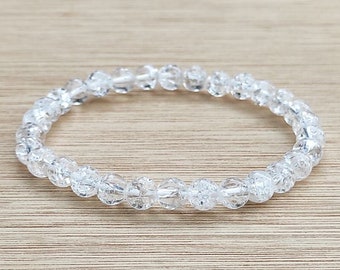 Crack Crystal Quartz bracelet 6mm beads - Natural stones (lithotherapy, gift idea)
