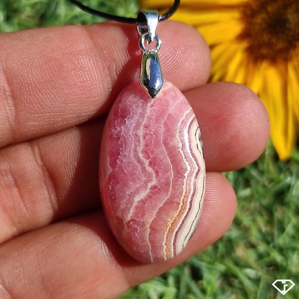 Pendentif Rhodochrosite naturelle d'Argentine (lithothérapie, idée cadeau)