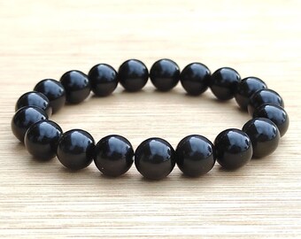 Obsidian Bracelet 10mm beads - Natural stones (lithotherapy, gift idea)